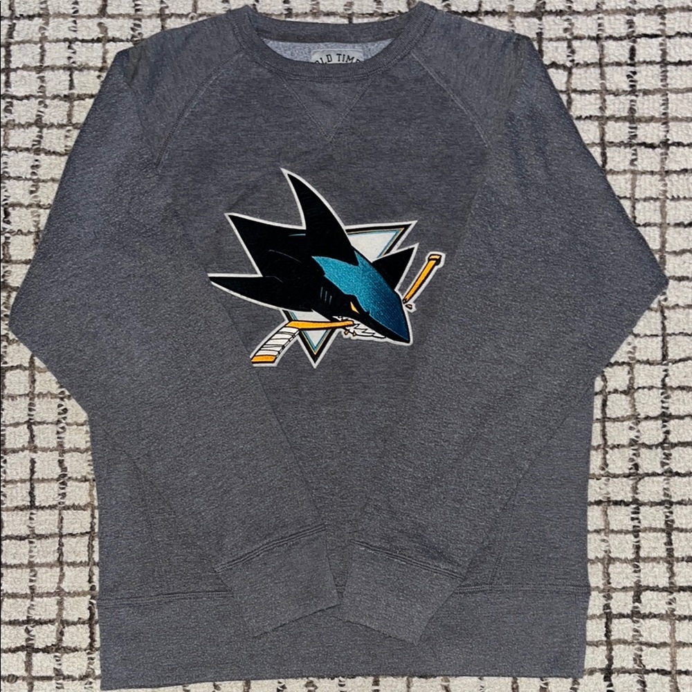 Gray San Jose Sharks Crewneck Sweater